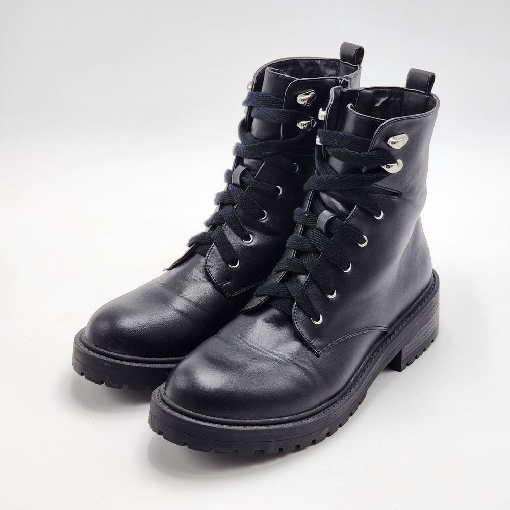 Madden Girl Alicee Black Mid-Calf Combat Boots Size 8.5 - Picture 3 of 10